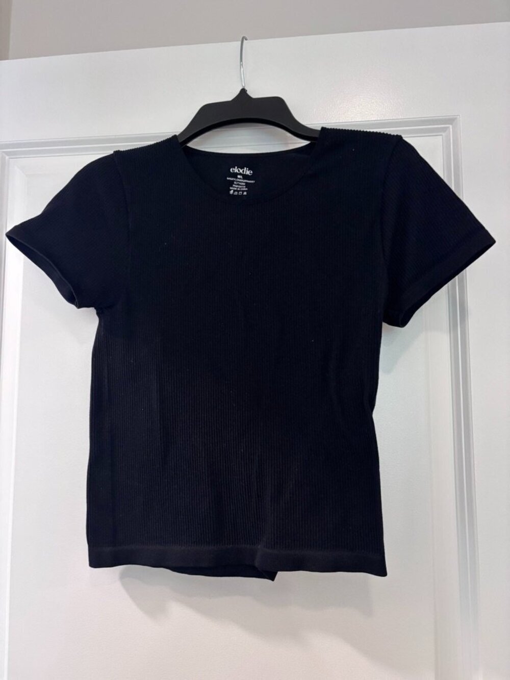 Elodie Black Ribbed Seamless T Shirt